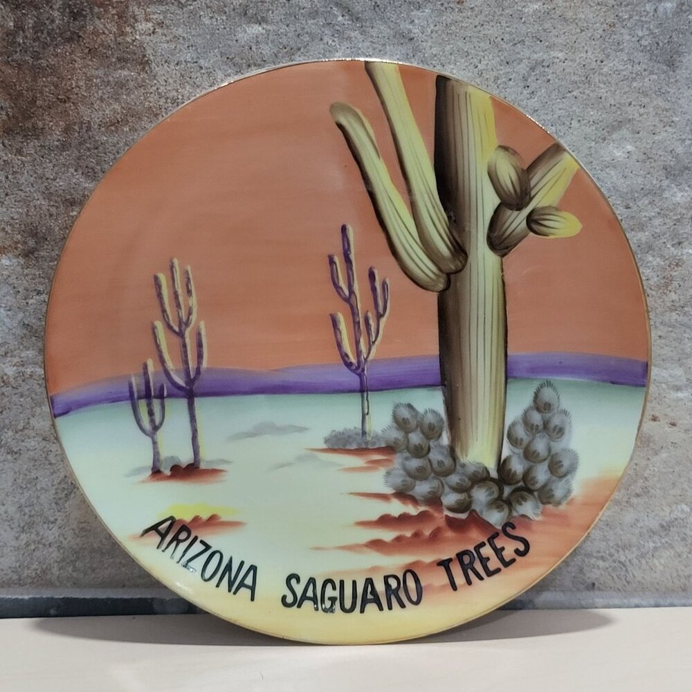 Norcrest Fine China Arizona Saguaro Trees Decorative Plate P267 Hand Painted
